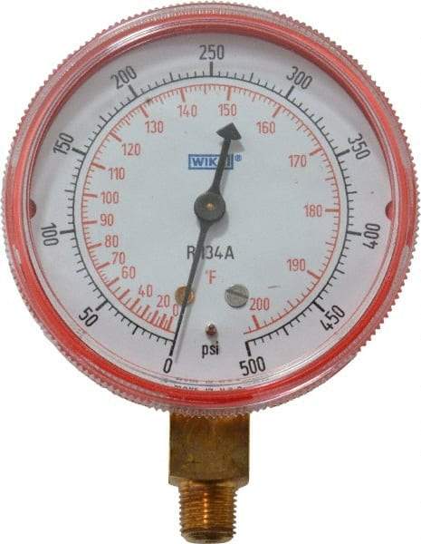 Wika - 2-1/2" Dial, 1/8 Thread, 0-500 Scale Range, Pressure Gauge - Lower Connection Mount, Accurate to 1-2-5% of Scale - Caliber Tooling