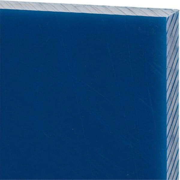 Made in USA - 1/2" Thick x 12" Wide x 1' Long, Polyethylene (UHMW) Sheet - Blue, Glass-Filled Grade - Caliber Tooling