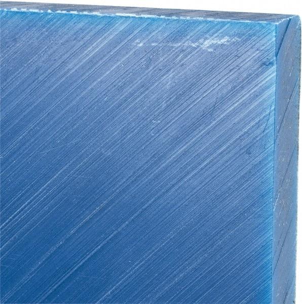 Made in USA - 1/2" Thick x 24" Wide x 2' Long, Polyethylene (UHMW) Sheet - Blue, Glass-Filled Grade - Caliber Tooling