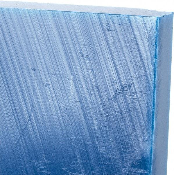 Made in USA - 3/4" Thick x 24" Wide x 2' Long, Polyethylene (UHMW) Sheet - Blue, Glass-Filled Grade - Caliber Tooling