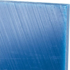 Made in USA - 3/8" Thick x 24" Wide x 4' Long, Polyethylene (UHMW) Sheet - Blue, Glass-Filled Grade - Caliber Tooling