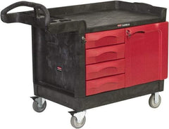 Rubbermaid - 750 Lb Capacity, 4 Shelf Mobile Cabinet - 27-7/8" Wide x 50-3/4" Deep x 29" High, Polypropylene, Red/Black - Caliber Tooling