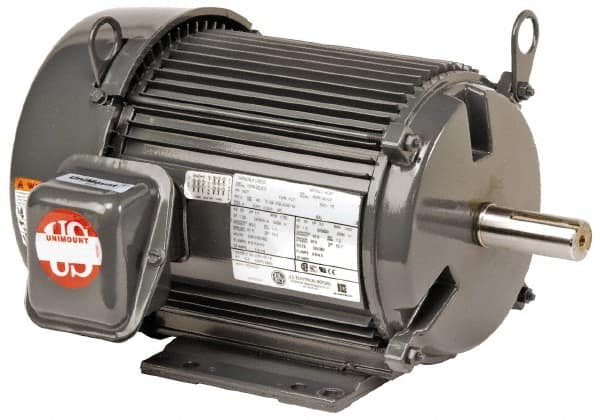 US Motors - 10 hp, TEFC Enclosure, No Thermal Protection, 1,775 RPM, 460 Volt, 60 Hz, Three Phase Premium Efficient Motor - Size 256 Frame, Rigid Mount, 2 Speed, Ball Bearings, 12.9 Full Load Amps, F Class Insulation, Reversible - Caliber Tooling