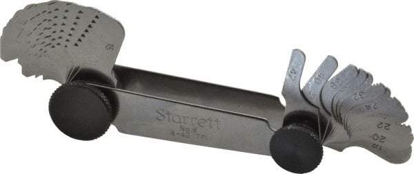 Starrett - 30 Leaf, 4 to 42 TPI Range, Steel Screw Pitch Gage - 60° Thread Angle - Caliber Tooling