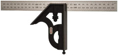 Starrett - 2 Piece, 300mm Combination Square Set - 0.5 & 1mm (Metric) Graduation, Steel Blade, Cast Iron Square Head - Caliber Tooling