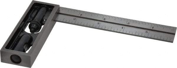 Starrett - 6 Inch Long, 4R Double Square - 1/64, 1/32, 1/16 and 1/8 Inch Graduation, Hardened Steel - Caliber Tooling