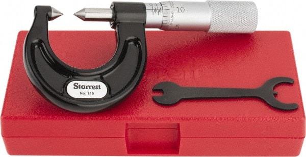 Starrett - 0 to 7/8" Range, Mechanical Screw Thread Micrometer - Plain Thimble, 0.001" Graduation, 0.004mm Accuracy - Caliber Tooling