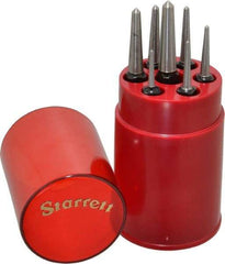 Starrett - 7 Piece, 1/16 to 1/4", Center Punch Set - Square Shank, Comes in Round Plastic Container - Caliber Tooling