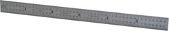 Starrett - 6" Long, 1/64, 1/50, 1/32, 1/10" Graduation, Flexible Steel Rule - 3R Graduation Style, 1/2" Wide, Silver, Satin Chrome Finish - Caliber Tooling