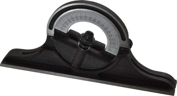 Starrett - 12 to 24 Inch Long Blade, Reversible Combination Square Protractor Head - Black Wrinkle, Chrome on Turret Coated, Cast Iron - Caliber Tooling