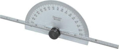 Starrett - 0 to 6 Inch Rule Measurement Range, 0 to 180° Angle Measurement Range, Half Round Head Protractor and Depth Gage - 1° Angle Graduation, 1/64; 1/32 Inch Rule Graduation - Caliber Tooling