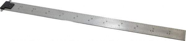 Starrett - 12" Long, 1/64, 1/32, 1/16, 1/8" Graduation, Rigid Spring Steel Rule - 4R Graduation Style, 1" Wide, Silver - Caliber Tooling