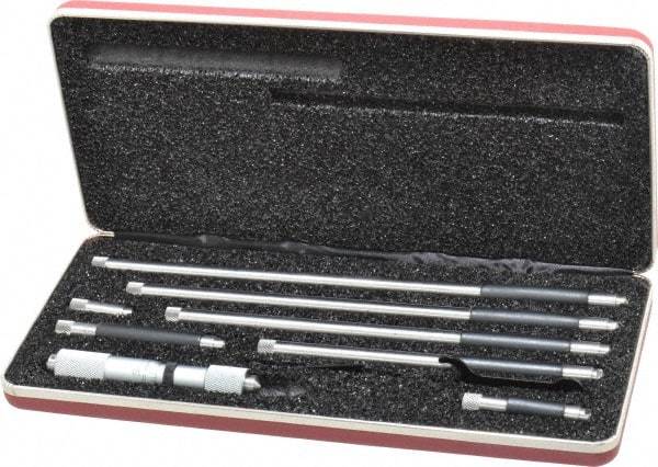 Starrett - 4 to 24 Inch Range, Satin Chrome Coated, Mechanical Inside Tubular Micrometer - 0.001 Inch Graduation, 0.0001 Inch Accuracy - Caliber Tooling