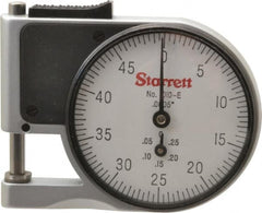 Starrett - 0 to 3/8 Inch Measurement, 0.0005 Inch Graduation, 1/2 Inch Throat Depth, Dial Thickness Gage - 1-5/8 Inch Dial Diameter - Caliber Tooling