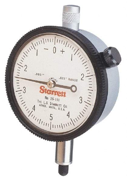 Starrett - 0.5mm Range, 0-10-0 Dial Reading, 0.002mm Graduation Dial Drop Indicator - 1-11/16" Dial, 0.2mm Range per Revolution - Caliber Tooling