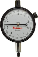 Starrett - 0.025" Range, 0-5-0 Dial Reading, 0.0001" Graduation Dial Drop Indicator - 2-1/4" Dial, 0.01" Range per Revolution - Caliber Tooling