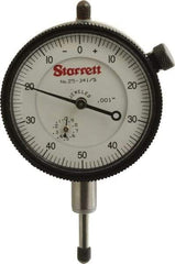 Starrett - 1/2" Range, 0-50-0 Dial Reading, 0.001" Graduation Dial Drop Indicator - 2-1/4" Dial, 0.1" Range per Revolution, Revolution Counter - Caliber Tooling