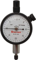 Starrett - 0.1" Range, 0-20-0 Dial Reading, 0.001" Graduation Dial Drop Indicator - 1-11/16" Dial, 0.04" Range per Revolution, Revolution Counter - Caliber Tooling