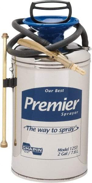 Chapin - 2 Gal Garden Hand Sprayer - Stainless Steel Tank, Wide Mouth, Reinforced Hose, For Industrial Applications - Caliber Tooling