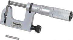 Starrett - 0 to 1 Inch Range, Carbide Face, Satin Chrome Coated, Mechanical Multi Anvil Micrometer - Friction Thimble, 0.001 Inch Graduation, 0.0002 Inch Accuracy - Caliber Tooling