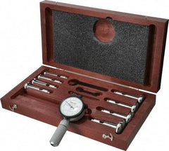 Starrett - 7 Anvil, 0.56 to 1.565" Dial Bore Gage Set - 0.0001" Graduation, 2-1/2" Gage Depth - Caliber Tooling