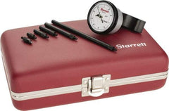 Starrett - 0 to 8.6 Inch Range, Steel, White Dial Depth Gage - 0.001 Inch Graduation, 2-1/2 Inch Base Measuring Length - Caliber Tooling