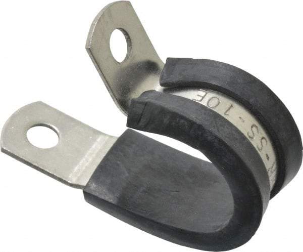 Made in USA - 5/8" Pipe, 5/8" Rod, Cushion Clamp - Gray & Black, Grade 304 Stainless Steel & EPDM Cushion - Caliber Tooling