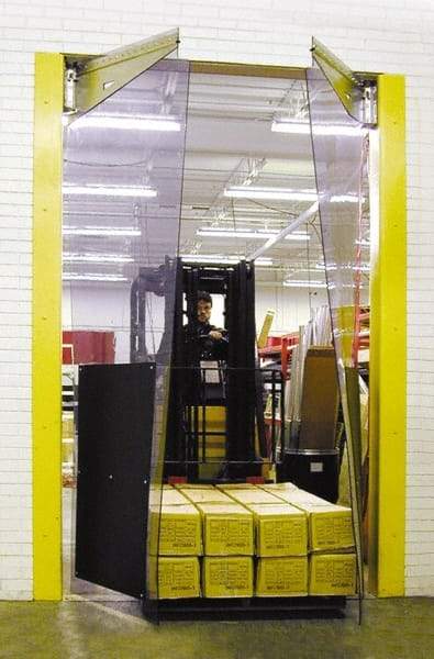 TMI, LLC - 6' Door Width x 8' Door Height PVC Bi-Parting Flexible Swinging Door - 0.16" Strip Thickness, Clear - Caliber Tooling