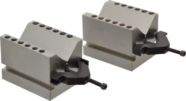 SPI - 2-1/4" Max Capacity, 90° Angle, Hardened Steel V-Block - 4" Long x 3" Wide x 3" High, Sold as Matched Pair - Caliber Tooling