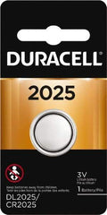 Duracell - Size 2025, Lithium, 1 Pack, Button & Coin Cell Battery - 3 Volts, Flat Terminal, CR2025 - Caliber Tooling