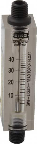 King - 1/4" FNPT Port Block Style, Inline Flowmeter - 100 Max psi, 44 GPH, Acrylic - Caliber Tooling