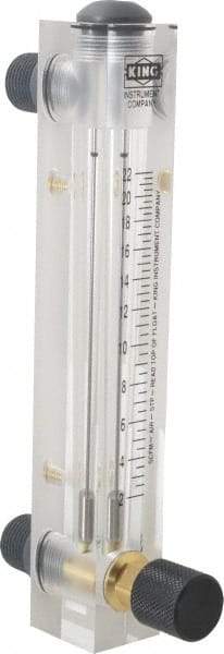 King - 1/2" M Port Block Style, Panel Mount Flowmeter - 125 Max psi, 22 SCFM, Acrylic - Caliber Tooling