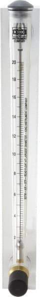 King - 1/2" F Port Block Style, Panel Mount Flowmeter - 125 Max psi, 20 SCFM, Acrylic - Caliber Tooling