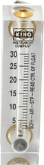 King - 1/4" FNPT Port Block Style, Panel Mount Flowmeter - 125 Max psi, 30 SCFH, Acrylic - Caliber Tooling