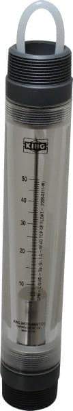 King - 1-1/2" MNPT Port Tube Flowmeter - 125 Max psi, 50 GPM, Acrylic - Caliber Tooling