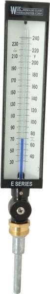 WGTC - 30 to 240°F, Industrial Thermometer without Thermowell - 3-1/2 Inch Stem Length, 1-1/4 to 18 Inch Thread - Caliber Tooling