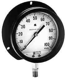 Made in USA - 4-1/2" Dial, 1/4 Thread, 0-1,000 Scale Range, Pressure Gauge - Lower Connection Mount, Accurate to 1% of Scale - Caliber Tooling