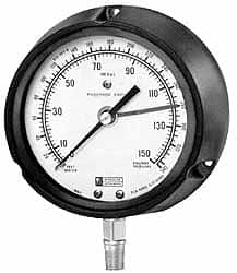 Made in USA - 3-1/2" Dial, 1/4 Thread, 0-60 & 0-140 Scale Range, Pressure Gauge - Lower Connection Mount, Accurate to 1% of Scale - Caliber Tooling