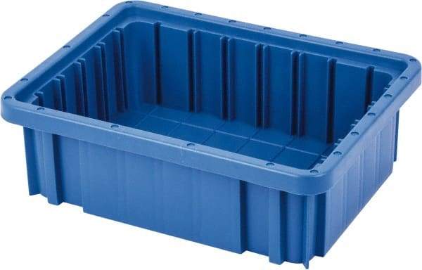 Quantum Storage - 50 Lb Load Capacity Blue Polypropylene Dividable Container - Stacking, 10.9" Long x 8.3" Wide x 3-1/2" High - Caliber Tooling