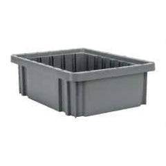 Quantum Storage - 50 Lb Load Capacity Gray Polypropylene Dividable Container - Stacking, 10.9" Long x 8.3" Wide x 3-1/2" High - Caliber Tooling