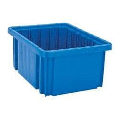 Quantum Storage - 50 Lb Load Capacity Blue Polypropylene Dividable Container - Stacking, 10.9" Long x 8.3" Wide x 5" High - Caliber Tooling