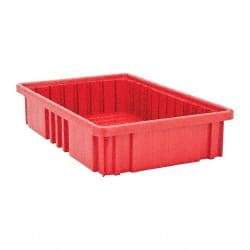 Quantum Storage - 75 Lb Load Capacity Red Polypropylene Dividable Container - Stacking, 16-1/2" Long x 10.9" Wide x 3-1/2" High - Caliber Tooling