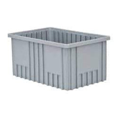 Quantum Storage - 75 Lb Load Capacity Gray Polypropylene Dividable Container - Stacking, 16-1/2" Long x 10.9" Wide x 8" High - Caliber Tooling