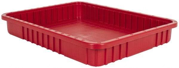 Quantum Storage - 100 Lb Load Capacity Red Polypropylene Dividable Container - Stacking, 22-1/2" Long x 17-1/2" Wide x 3" High - Caliber Tooling