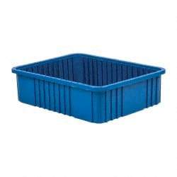 Quantum Storage - 100 Lb Load Capacity Blue Polypropylene Dividable Container - Stacking, 22-1/2" Long x 17-1/2" Wide x 6" High - Caliber Tooling