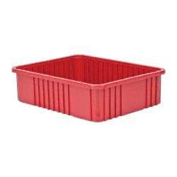 Quantum Storage - 100 Lb Load Capacity Red Polypropylene Dividable Container - Stacking, 22-1/2" Long x 17-1/2" Wide x 6" High - Caliber Tooling