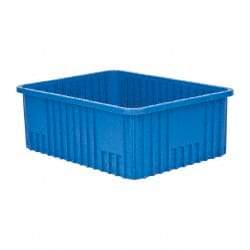 Quantum Storage - 100 Lb Load Capacity Blue Polypropylene Dividable Container - Stacking, 22-1/2" Long x 17-1/2" Wide x 8" High - Caliber Tooling