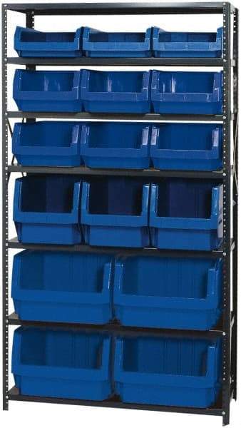 Quantum Storage - 16 Bin Large Hopper Front Bin Storage Units - 18 Inch Overall Depth x 75 Inch Overall Height, Red High Density Polyethylene Bins - Caliber Tooling