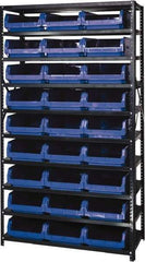 Quantum Storage - 27 Bin Large Hopper Front Bin Storage Units - 18 Inch Overall Depth x 75 Inch Overall Height, Blue High Density Polyethylene Bins - Caliber Tooling