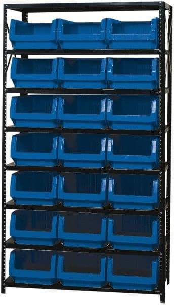 Quantum Storage - 21 Bin Large Hopper Front Bin Storage Units - 18 Inch Overall Depth x 75 Inch Overall Height, Yellow High Density Polyethylene Bins - Caliber Tooling